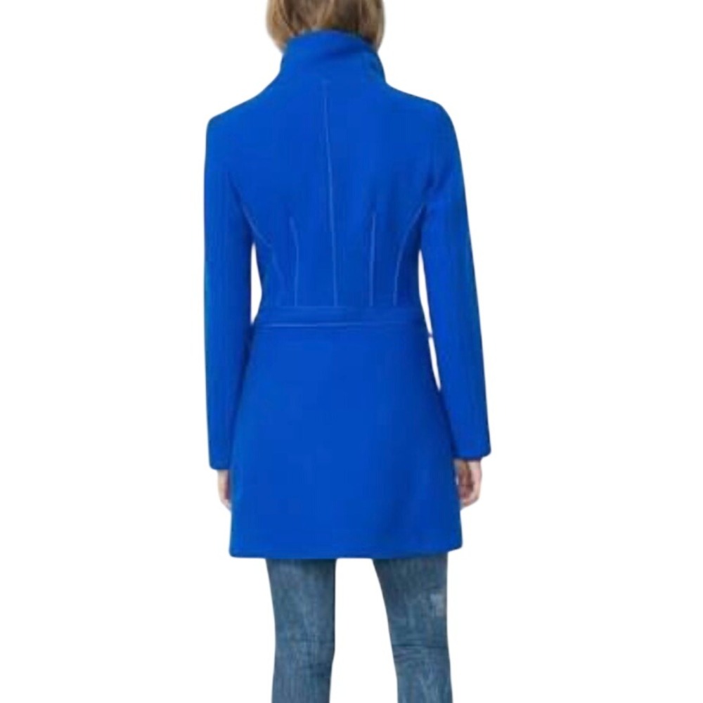 Desigual by Christian Lacroix Julieta Royal Blue Wool Blend Funnel Neck Zip Coat - Picture 2 of 11